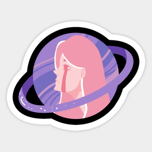 Pastel Planet Girl On Tears Sticker